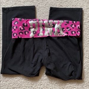 PINK Capri leggings with rhinestones